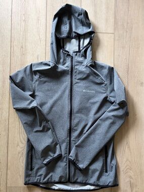 Columbia Heather Gray Full Zip Hooded Softshell Jacket M